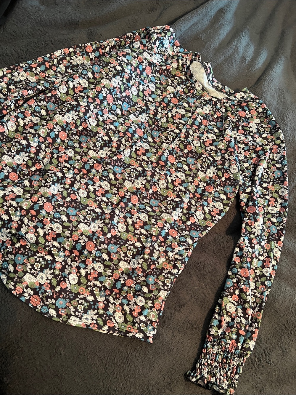 Floral Long-Sleeve Top - Black Multi